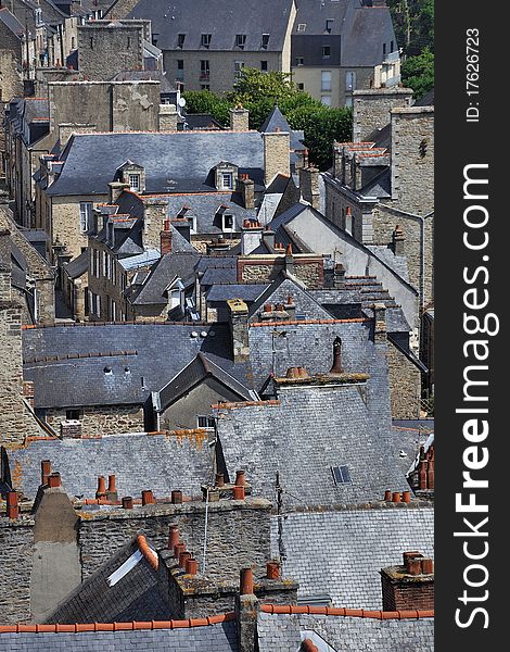 A flight of slate's roofs in the old quarter of dinan(britanny)