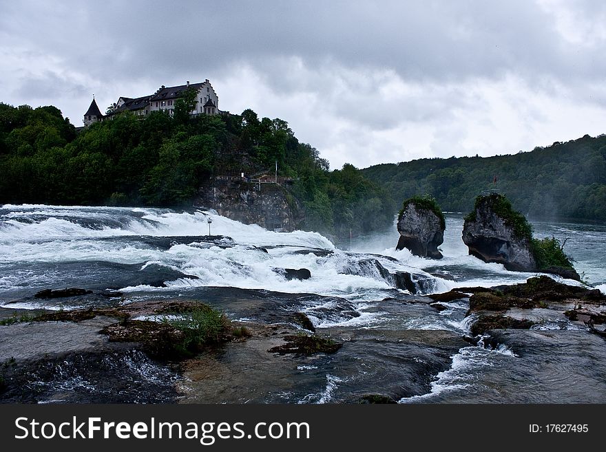 The Rhine Falls and mountains. The Rhine Falls and mountains