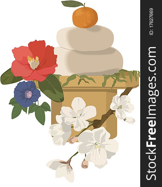 Illustration of  flower and orange fruit