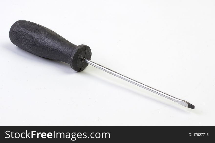 A black screwdriver on white background