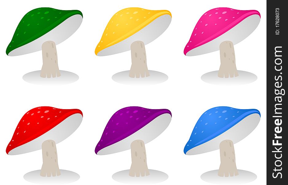 Set of icons of mushrooms. A illustration. Set of icons of mushrooms. A illustration