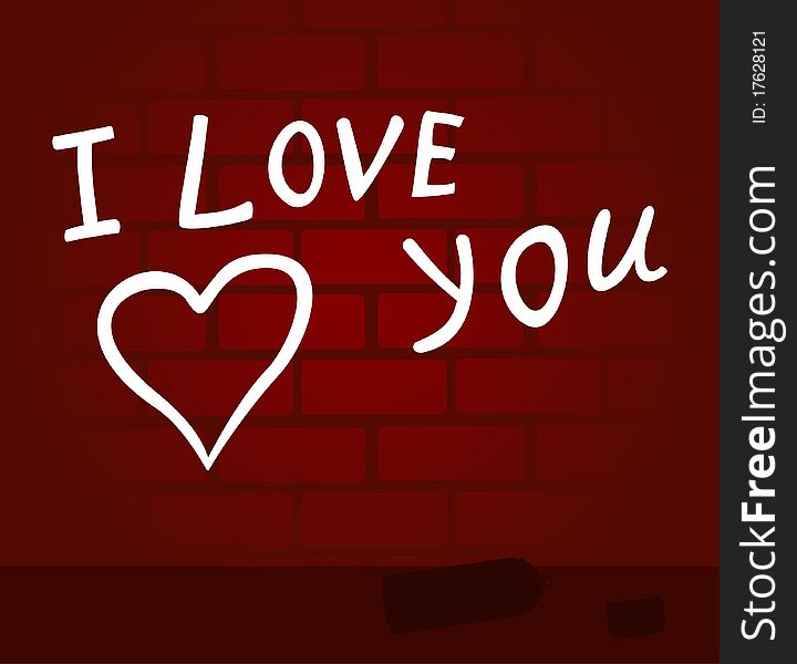 Love inscription on a brick wall. A illustration. Love inscription on a brick wall. A illustration