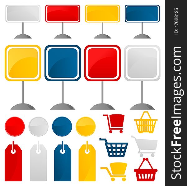 Icons on a theme shop and sales. A illustration. Icons on a theme shop and sales. A illustration