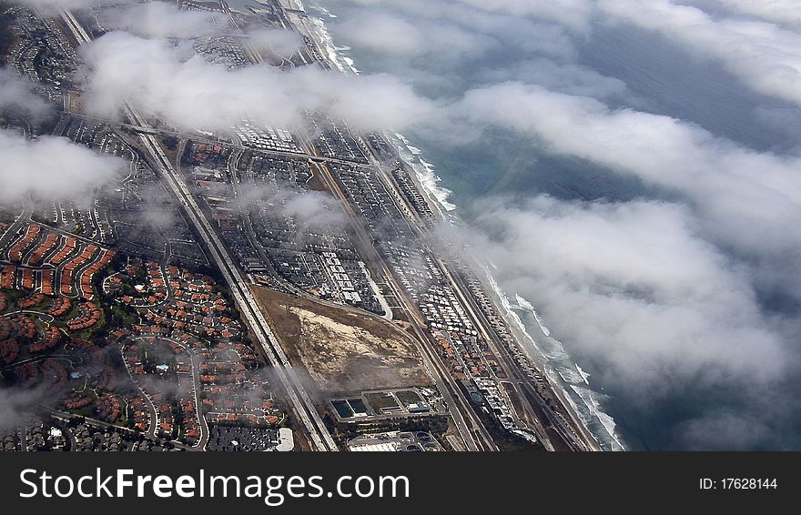 Bird view of San Diego bay