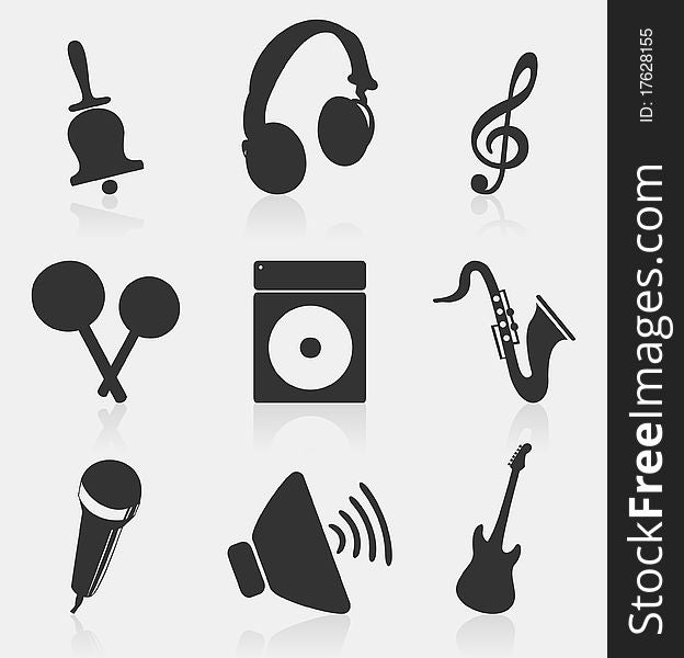 Set of icons on a musical theme. A illustration. Set of icons on a musical theme. A illustration