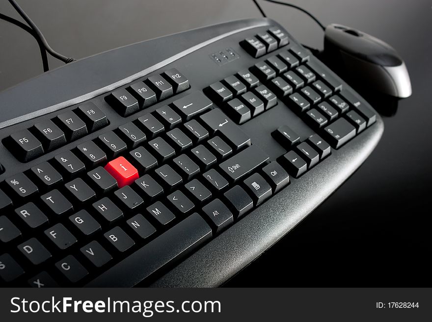 Close-up of Black Computer Keyboard with mouse. Close-up of Black Computer Keyboard with mouse