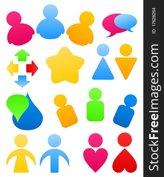 Set of users of different colour. A illustration