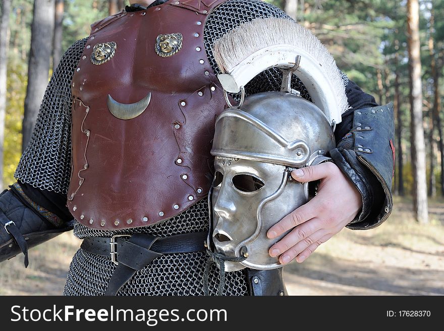 The Roman helmet for the gladiator. The Roman helmet for the gladiator