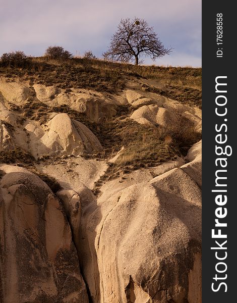 Parts of the rock Castle at Cappadocia, Turkey.