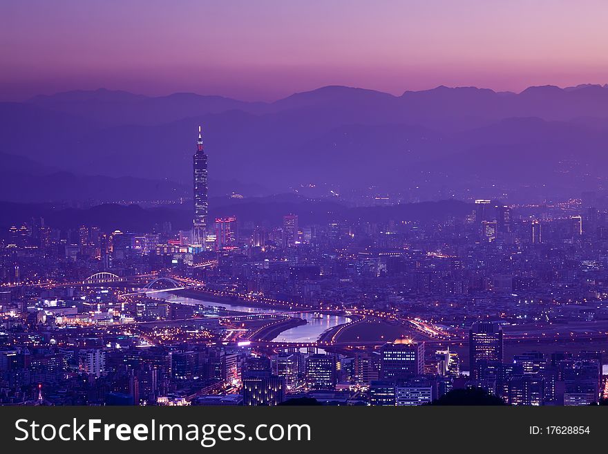 Night scenes of the Taipei city, Taiwan for background or others purpose use