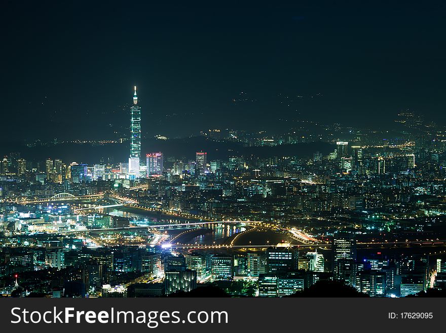 Night scenes of the Taipei city, Taiwan