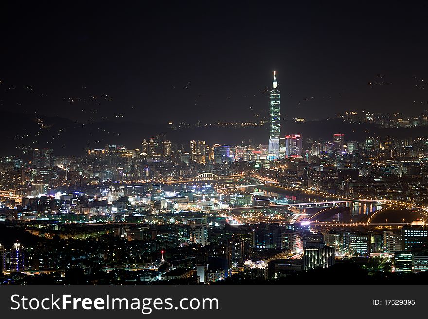 Night scenes of the Taipei city, Taiwan