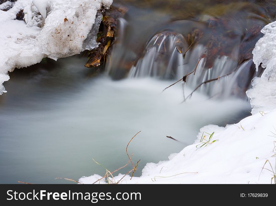 Small creek stream covered with ice. Small creek stream covered with ice