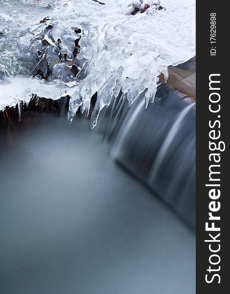 Small creek stream covered with ice. Small creek stream covered with ice