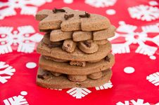 Stack Of Homemade Gingerbread On Christmas Paper Stock Images
