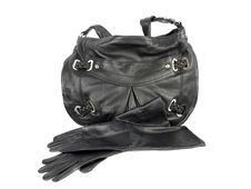 Black Leather Handbag And Pair Of Gloves Royalty Free Stock Photo Black Leather Handbag And Pair Of Gloves Royalty Free Stock Photo
