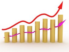 The Graph Of Growth Of The Two Of Arrows №3 Stock Images The Graph Of Growth Of The Two Of Arrows №3 Stock Images