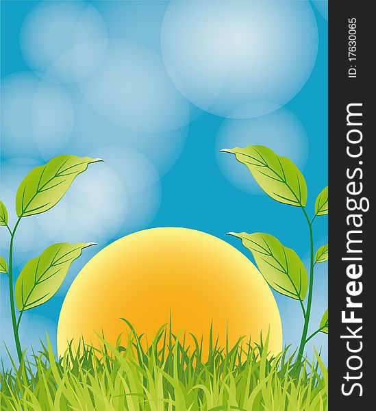 Illustration of a green nature poster. Illustration of a green nature poster