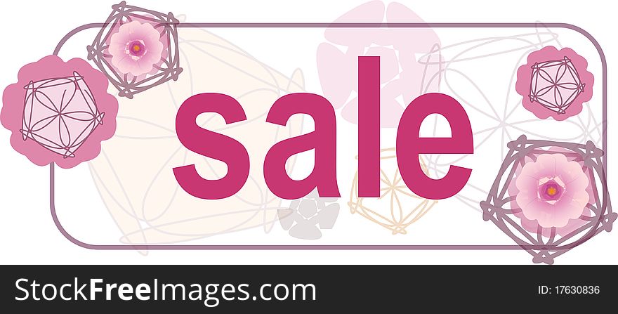 Shop sale sign with pink flowers. Shop sale sign with pink flowers