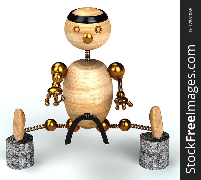 Karate wood man 3d rendered