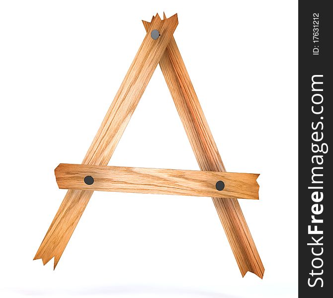 Wooden letter a 3d rendered for web