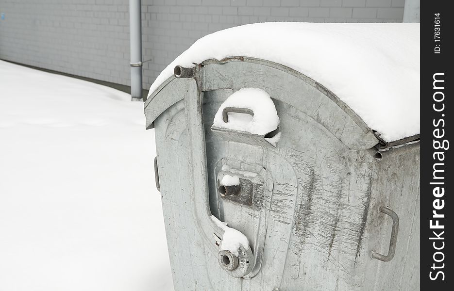 Rubbish Bin In The Snow