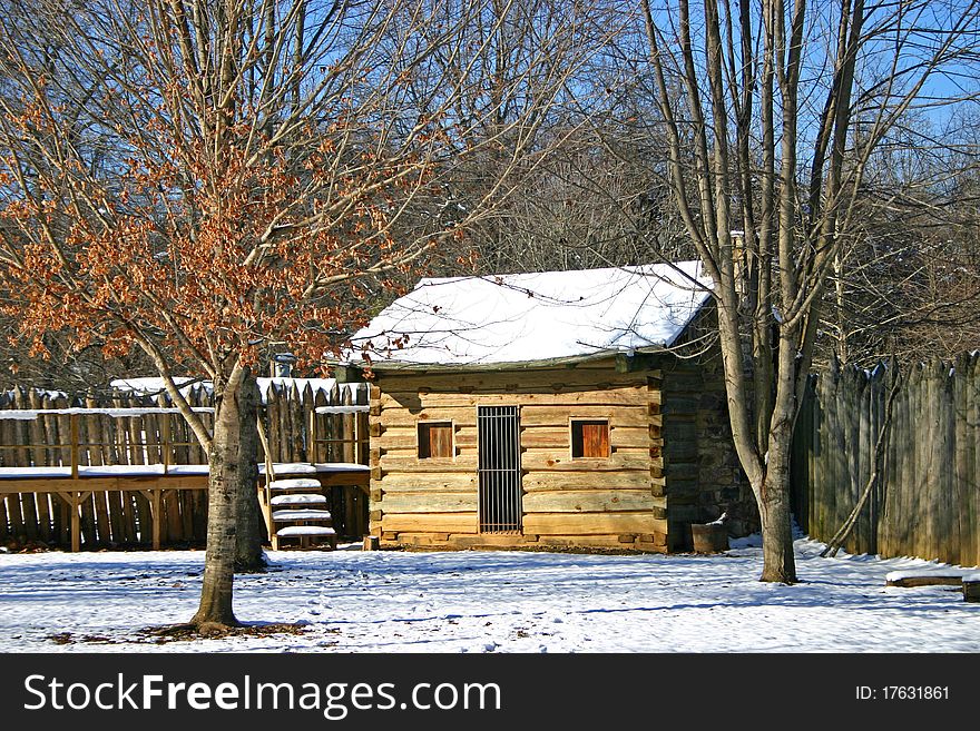 One of the cabins at Sycamore Shoals Fort, Tennessee. One of the cabins at Sycamore Shoals Fort, Tennessee