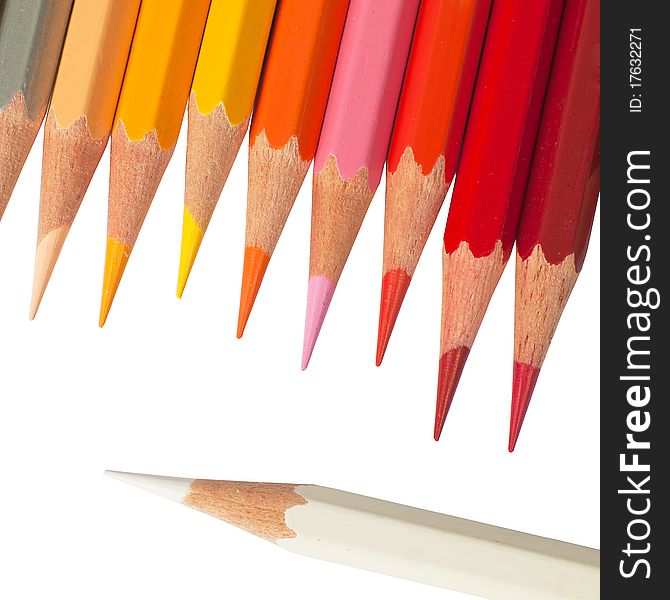 Hot tone color pencil and white color pencil