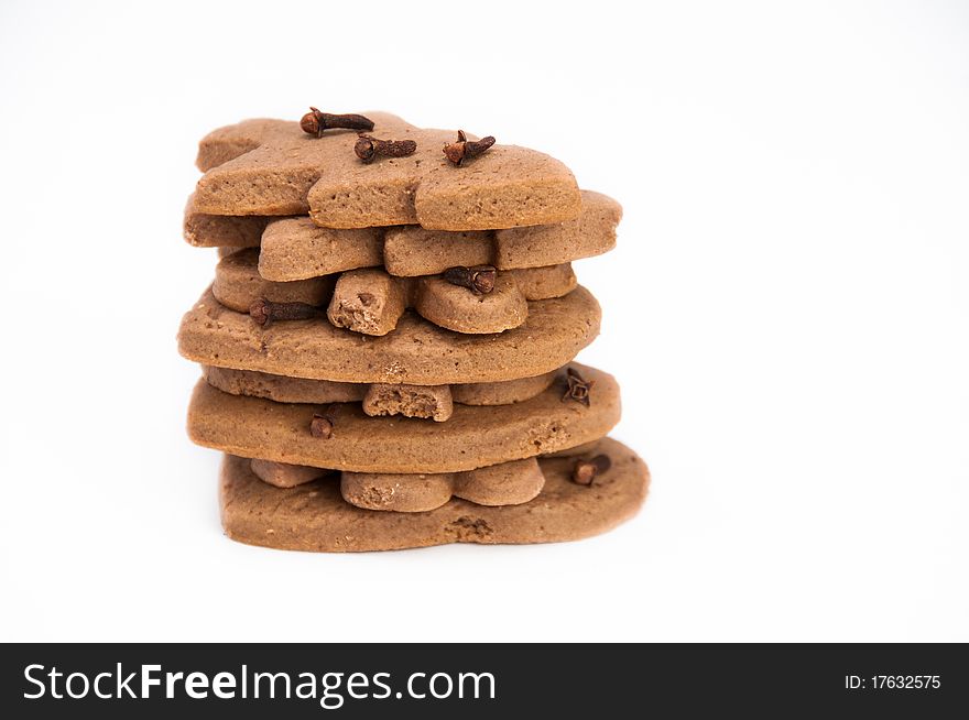 Stack of homemade gingerbread on isolating background