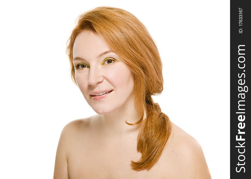 On white background closeup natural beauty adult woman takes care of facial skin. On white background closeup natural beauty adult woman takes care of facial skin
