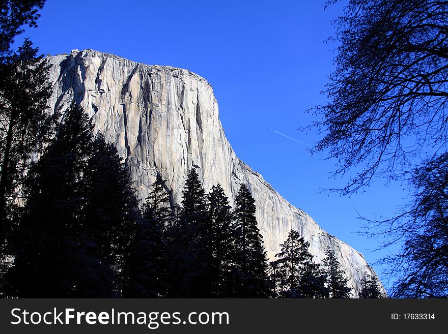 El Capitan With Jet Pasing By. El Capitan With Jet Pasing By