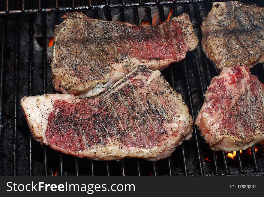 Steak on the fire grill. Steak on the fire grill