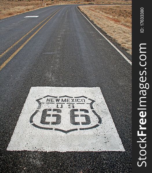 Painted sign on road on route 66. Painted sign on road on route 66