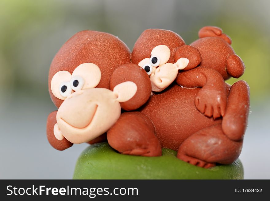 Handmade monkey by clay from Thailand.
