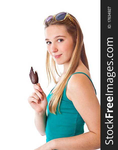 A Girl With An Ice Cream In Her Hand