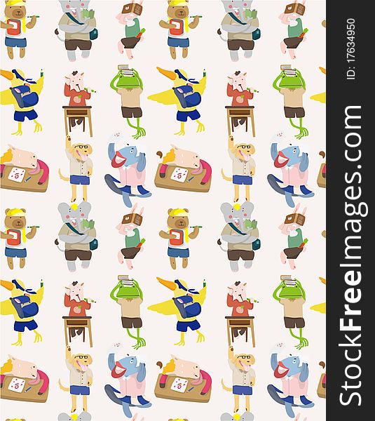 Seamless animal student pattern,vector drawing