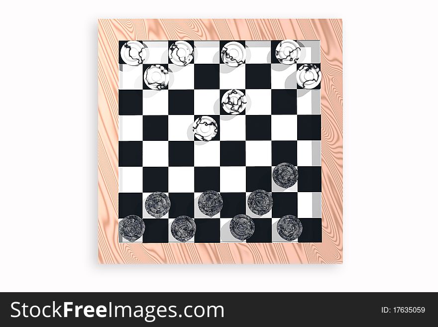 Checkers board, is isolated on a white background