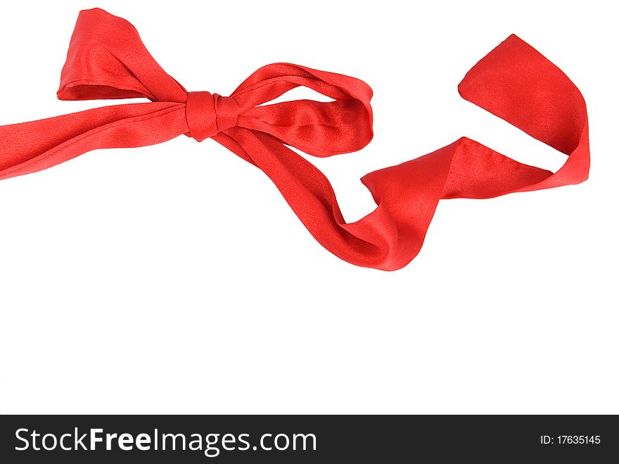 Red bow, is isolated on a white background