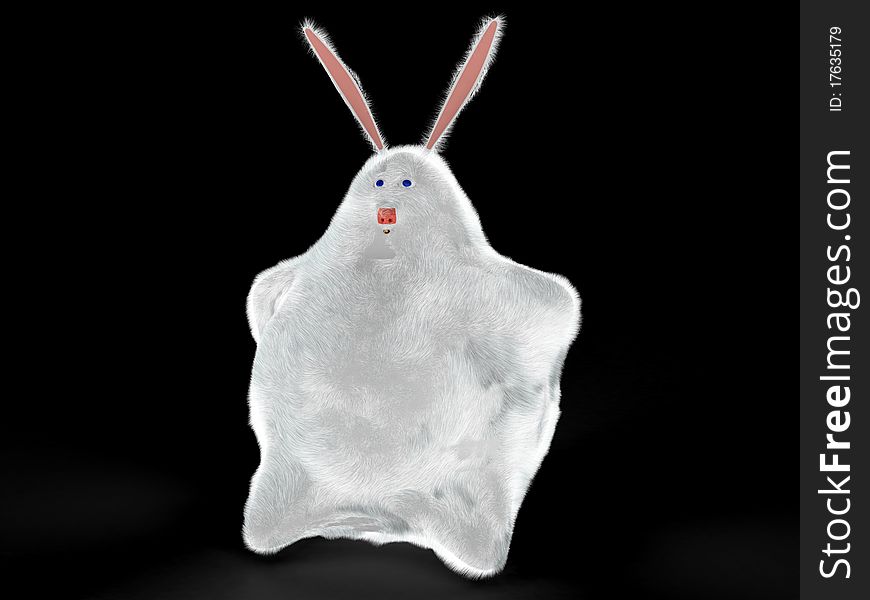 White fluffy bunny ears, a mutant with a black background