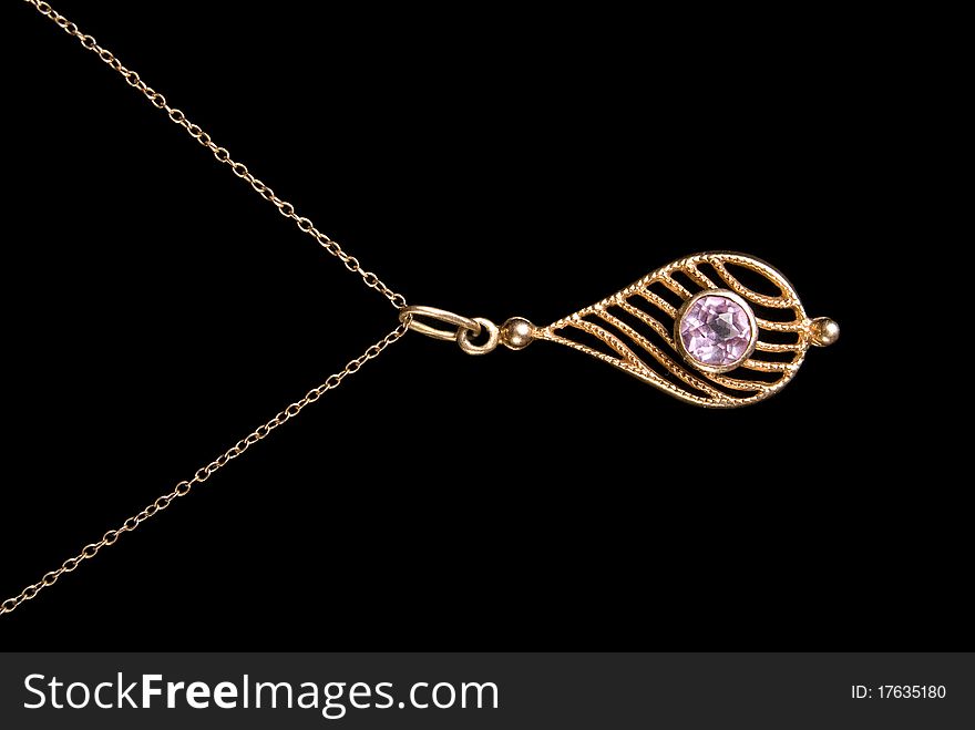 Gold Coulomb With Amethyst