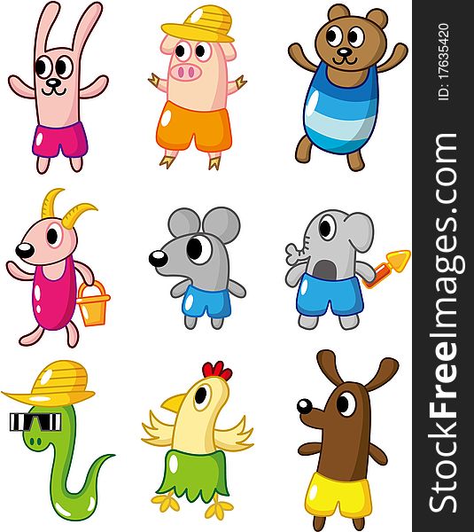 Cartoon summer animal icon ,vector drawing