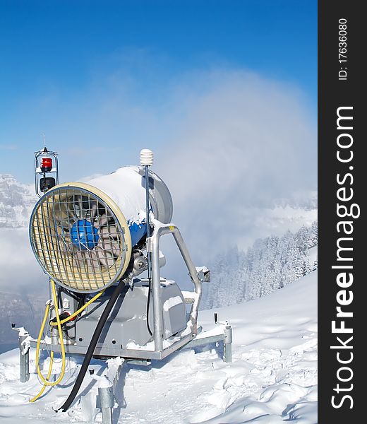 Snow cannon in the alps