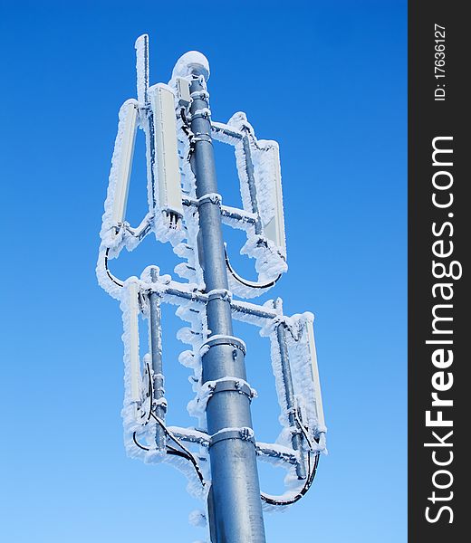 GSM Antenna covered by ice after snow storm