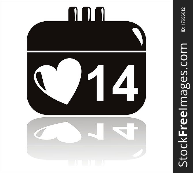 Black st. valentine's day calendar icon