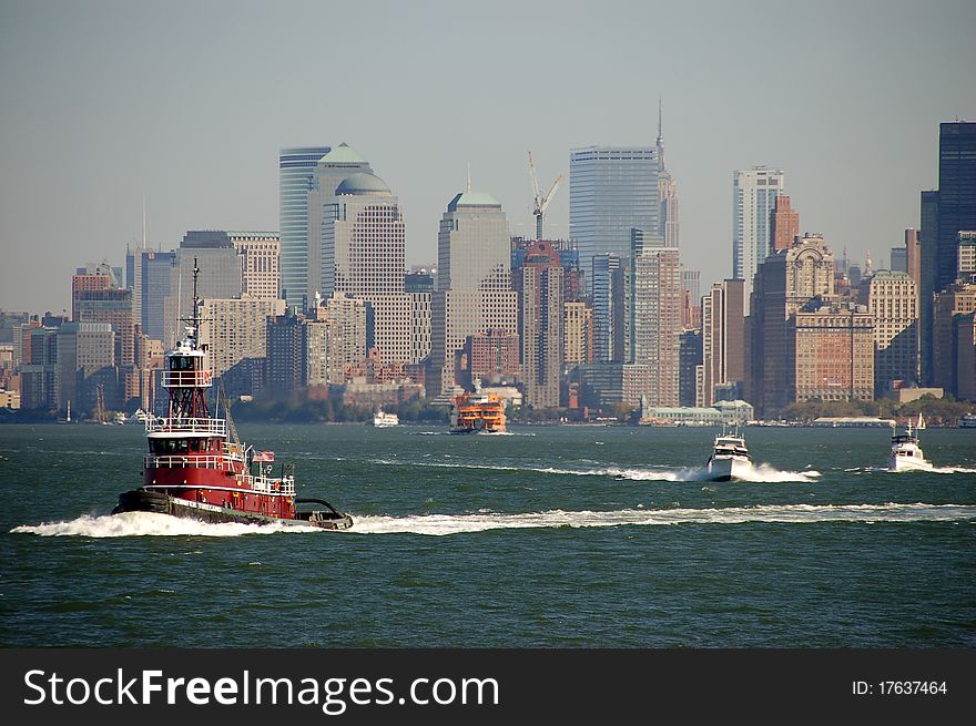 New York City with boats