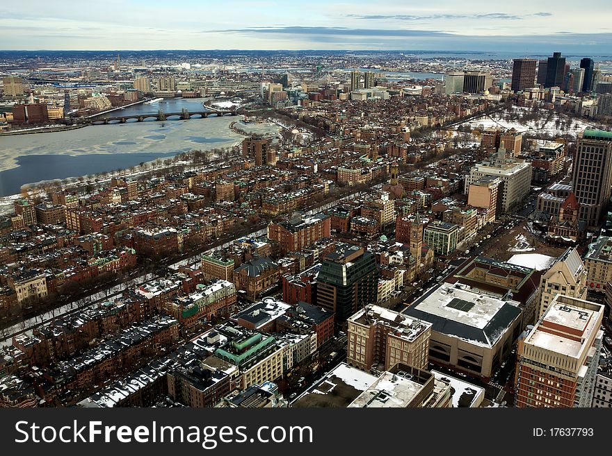 View of Boston in Massachusetts in the Winter Season.