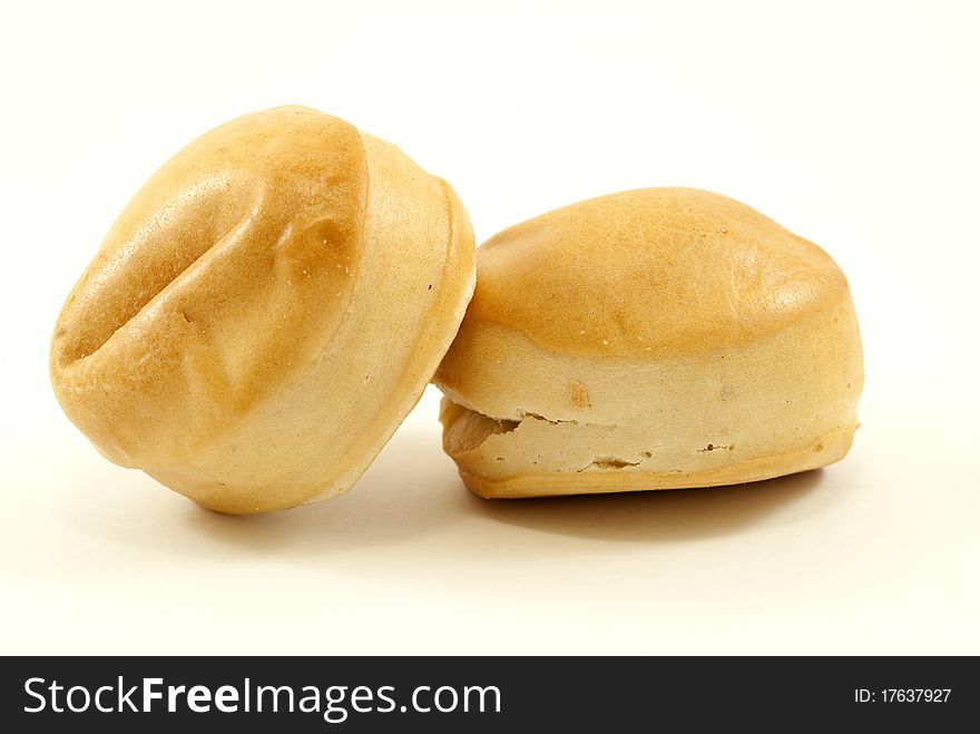 Two small loaves of white background isolated. Two small loaves of white background isolated