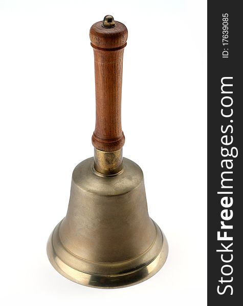 Isolated old hand bell portrait. Isolated old hand bell portrait