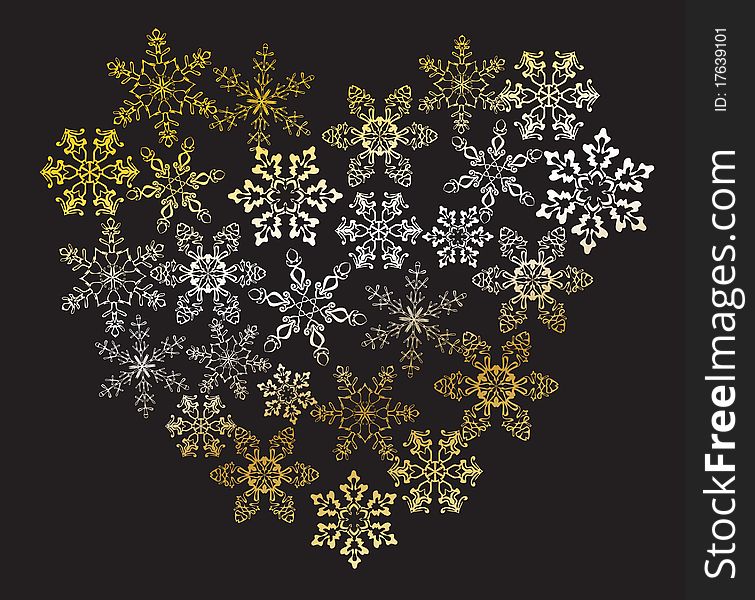 Heart from snowflakes. Valentine's day background.