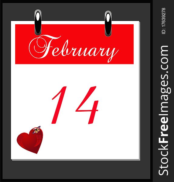 Desk top calendar reminding you of Valentines day